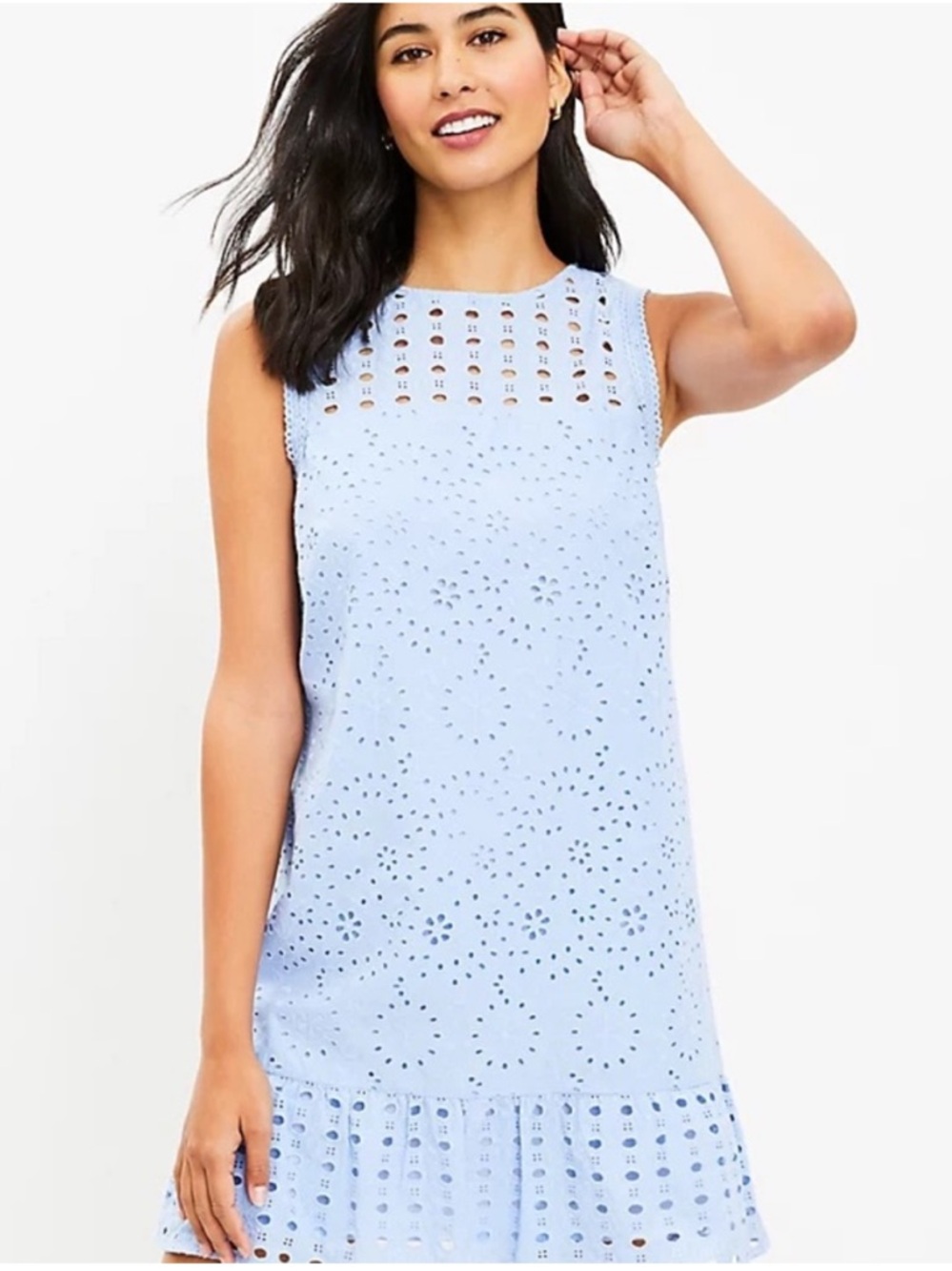 LOFT Light Blue Eyelet Sundress